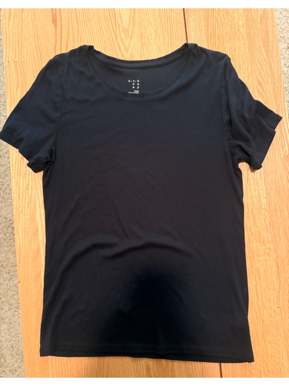 A New Day Black Short Sleeve Tee Size L Soft Stretch Basic Top